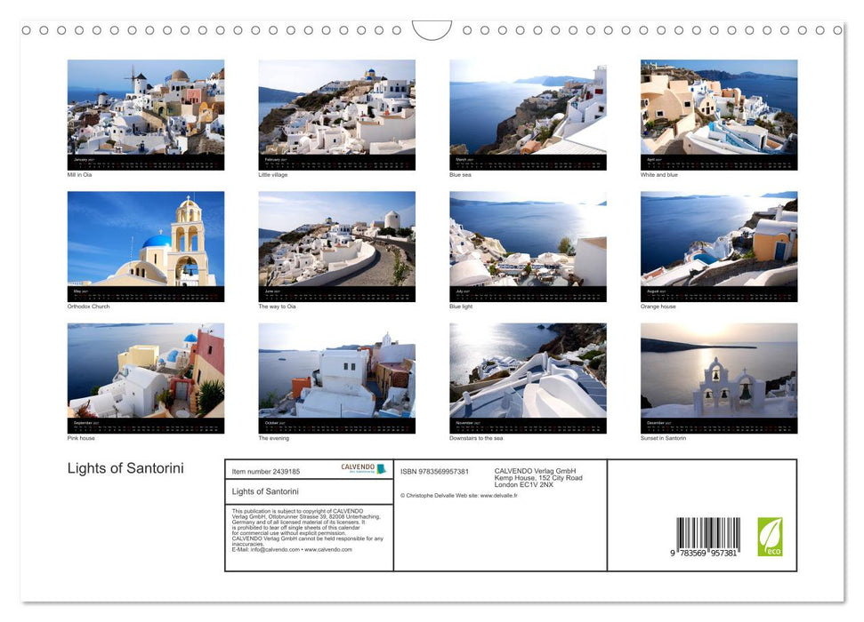 Lights of Santorini (CALVENDO Monthly Calendar 2027)