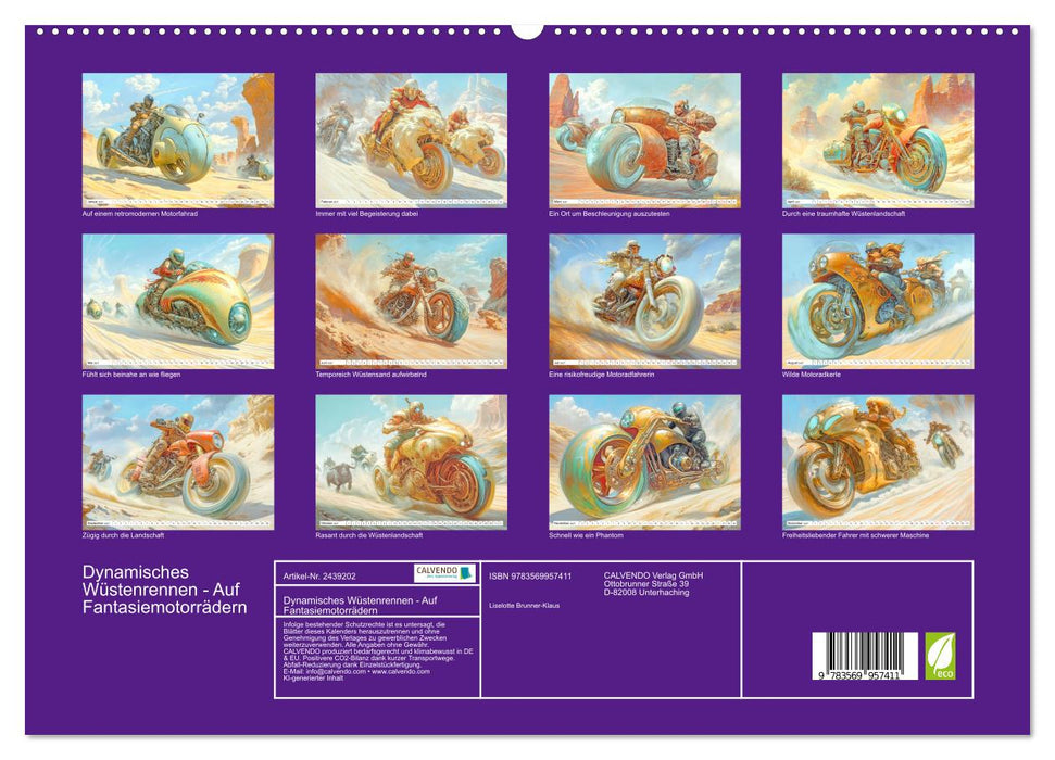 Dynamisches Wüstenrennen - Auf Fantasiemotorrädern (CALVENDO Premium Wandkalender 2027)