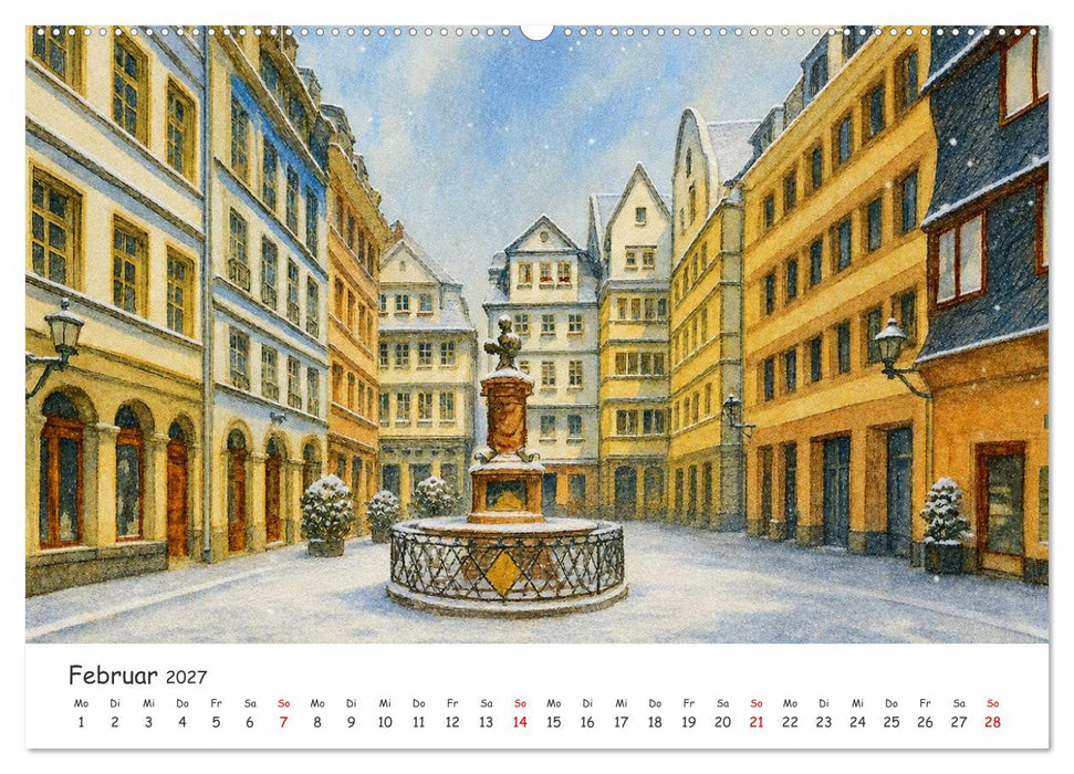 Frankfurt am Main in Aquarell vom Stadtfotograf Petrus Bodenstaff (CALVENDO Premium Wandkalender 2027)