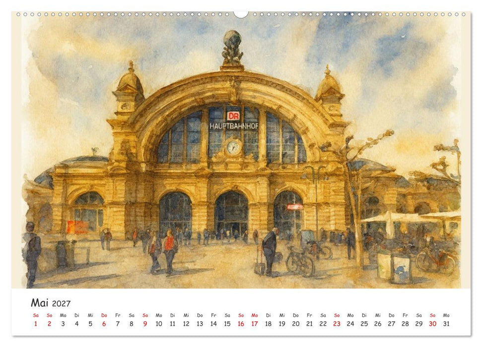 Frankfurt am Main in Aquarell vom Stadtfotograf Petrus Bodenstaff (CALVENDO Premium Wandkalender 2027)