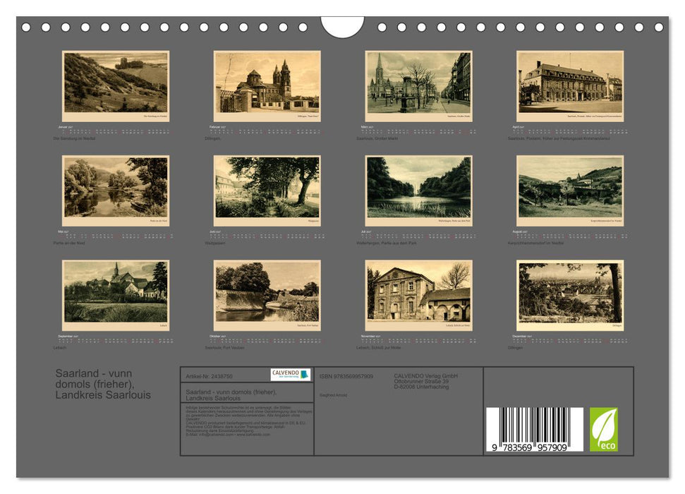 Saarland - vunn domols (frieher), Landkreis Saarlouis (CALVENDO Wandkalender 2027)