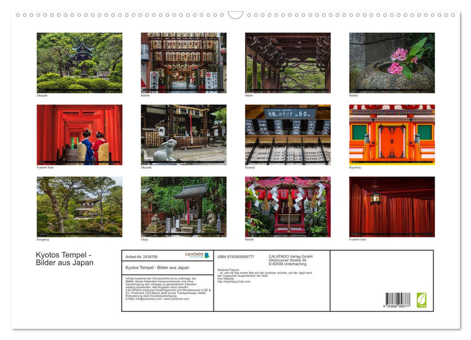 Kyotos Tempel - Bilder aus Japan (CALVENDO Wandkalender 2027)