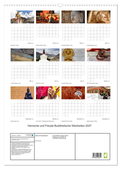 Harmonie und Freude Buddhistische Weisheiten 2027 (CALVENDO Wandkalender 2027)