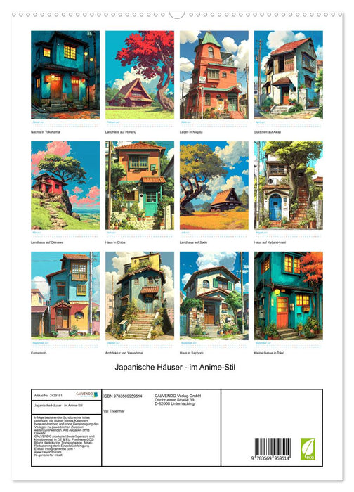 Japanische Häuser - im Anime-Stil (CALVENDO Premium Wandkalender 2027)