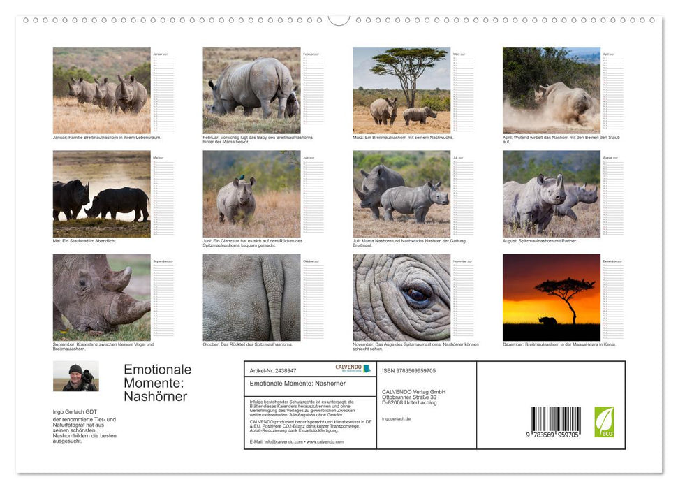 Emotionale Momente: Nashörner (CALVENDO Premium Wandkalender 2027)