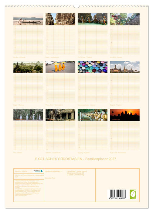 EXOTISCHES SÜDOSTASIEN - Familienplaner 2027 (CALVENDO Premium Wandkalender 2027)