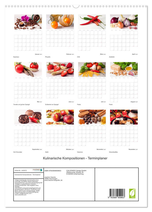 Kulinarische Kompositionen - Terminplaner (CALVENDO Premium Wandkalender 2027)
