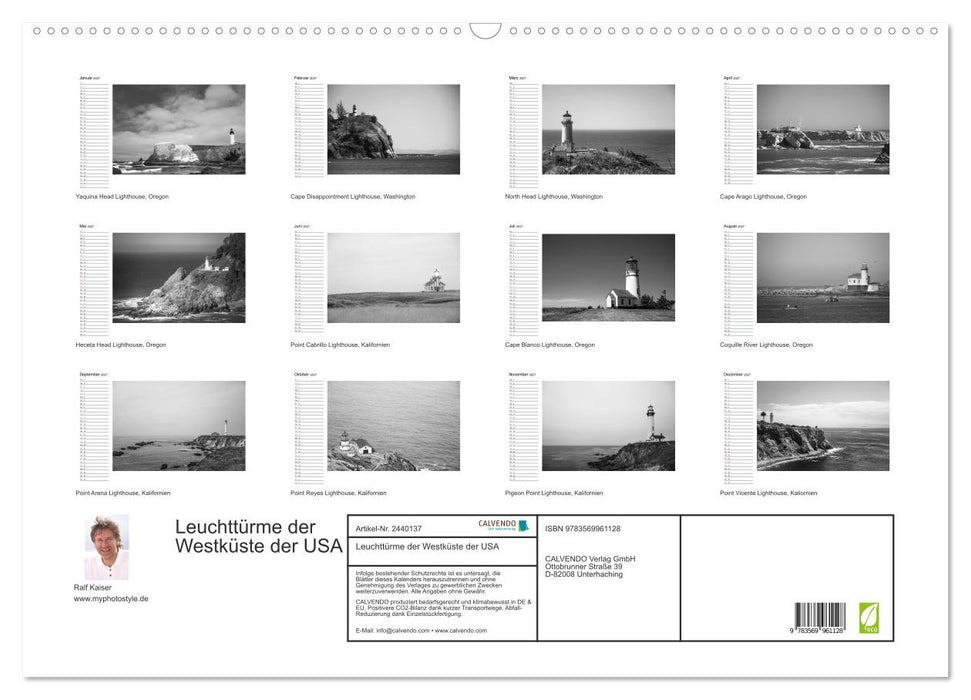 Leuchttürme der Westküste der USA (CALVENDO Wandkalender 2027)