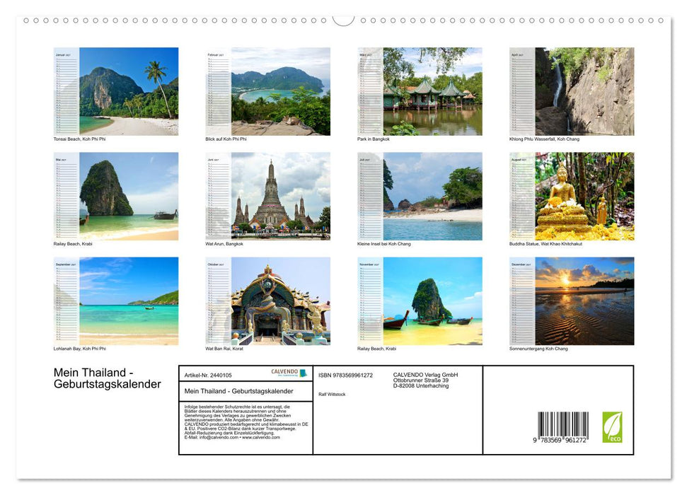 Mein Thailand - Geburtstagskalender (CALVENDO Premium Wandkalender 2027)