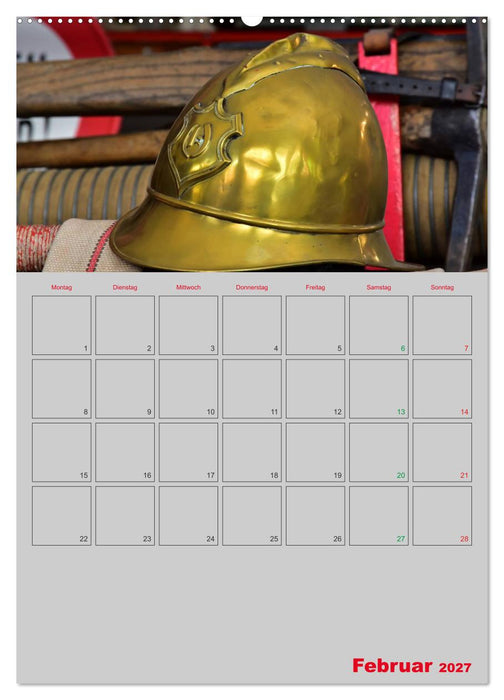 Alte Feuerwehrhelme - Terminplaner (CALVENDO Premium Wandkalender 2027)