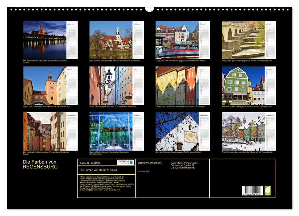 Die Farben von REGENSBURG (CALVENDO Wandkalender 2027)