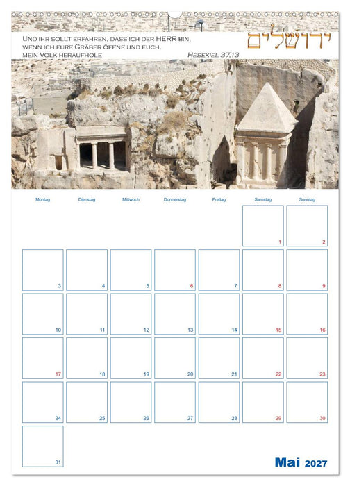 Jerusalem Kalender mit Bibelworten und Planer! (CALVENDO Wandkalender 2027)