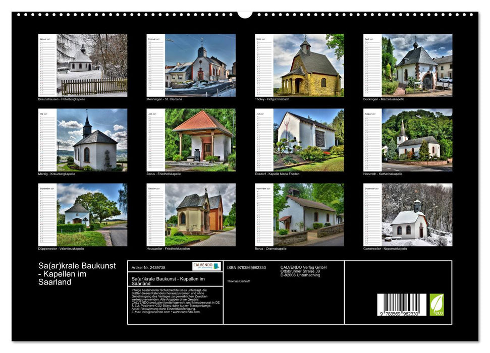 Sa(ar)krale Baukunst - Kapellen im Saarland (CALVENDO Premium Wandkalender 2027)