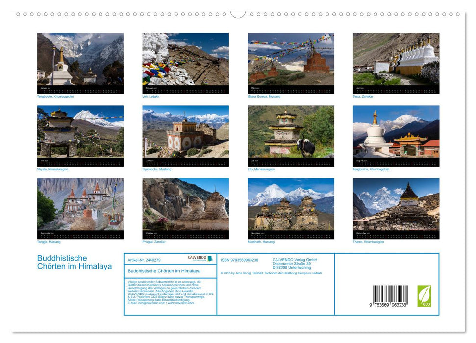 Buddhistische Chörten im Himalaya (CALVENDO Premium Wandkalender 2027)
