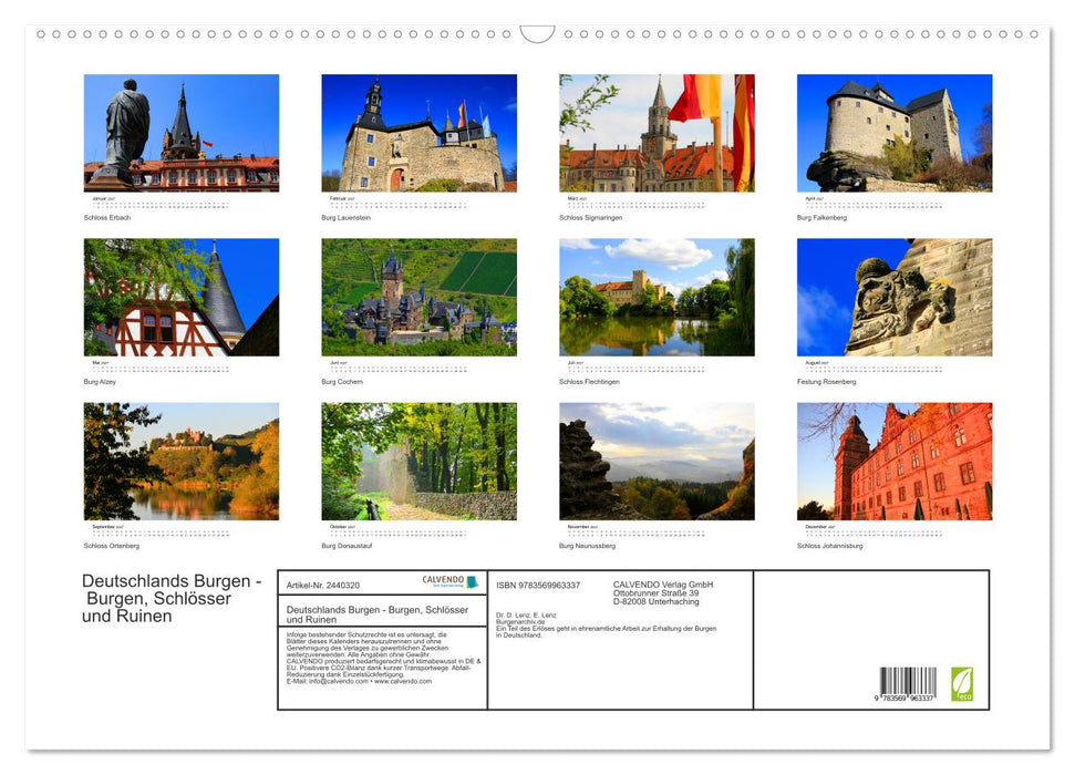 Deutschlands Burgen - Burgen, Schlösser und Ruinen (CALVENDO Wandkalender 2027)