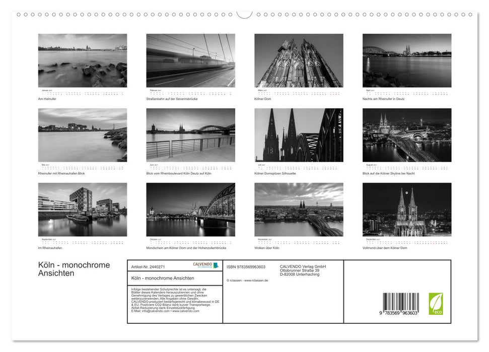 Köln - monochrome Ansichten (CALVENDO Premium Wandkalender 2027)