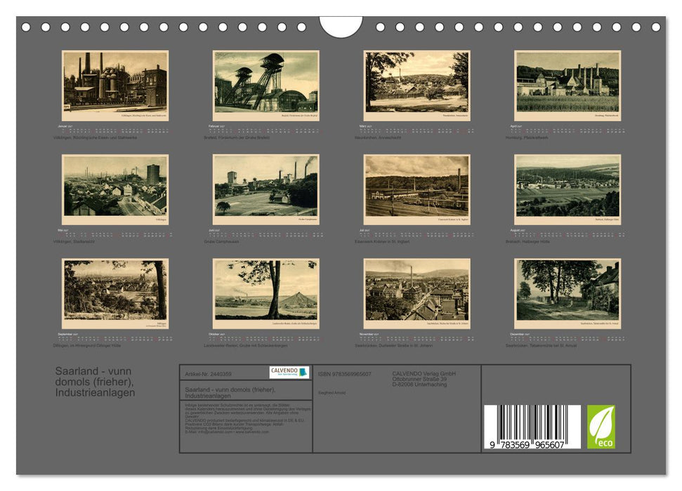 Saarland - vunn domols (frieher), Industrieanlagen (CALVENDO Wandkalender 2027)