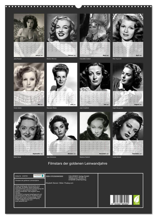 Filmstars der goldenen Leinwandjahre (CALVENDO Premium Wandkalender 2027)