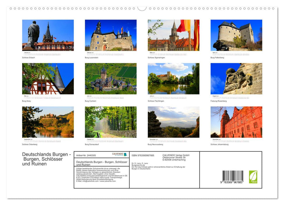 Deutschlands Burgen - Burgen, Schlösser und Ruinen (CALVENDO Premium Wandkalender 2027)
