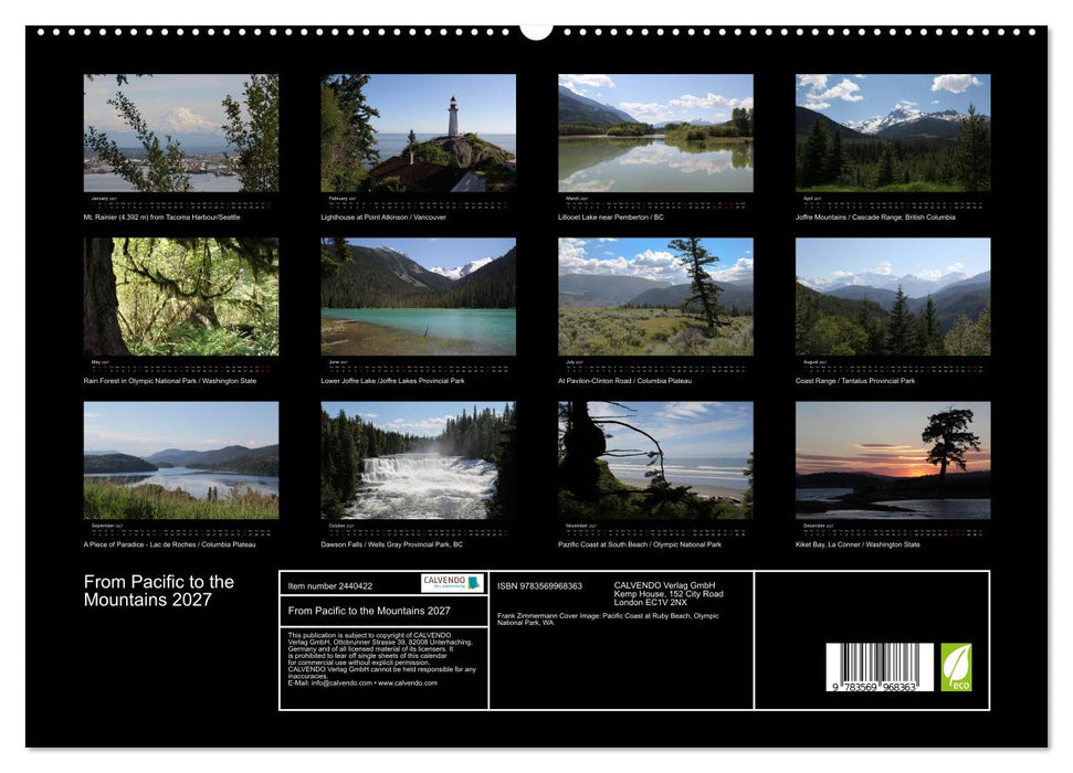 From Pacific to the Mountains 2027 (CALVENDO Premium-Calendar 2027)