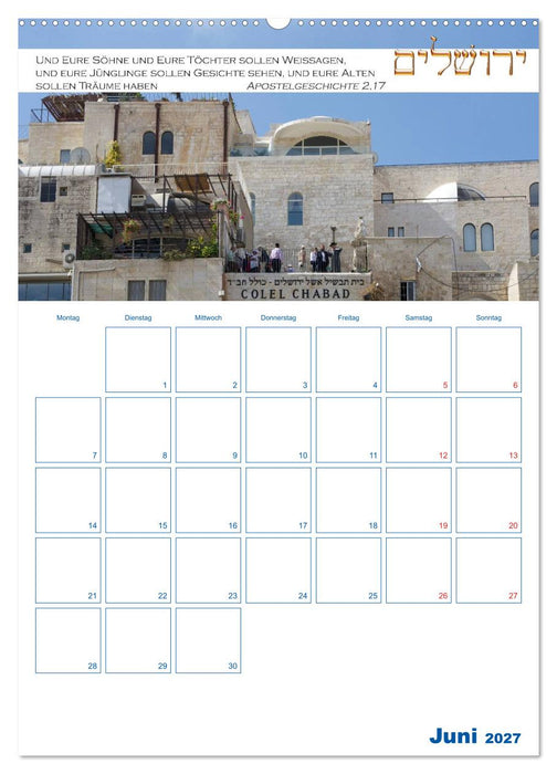 Jerusalem Kalender mit Bibelworten und Planer! (CALVENDO Premium Wandkalender 2027)