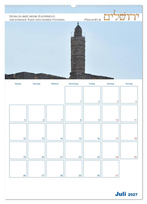 Jerusalem Kalender mit Bibelworten und Planer! (CALVENDO Premium Wandkalender 2027)