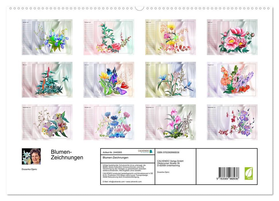 Blumen-Zeichnungen (CALVENDO Premium Wandkalender 2027)