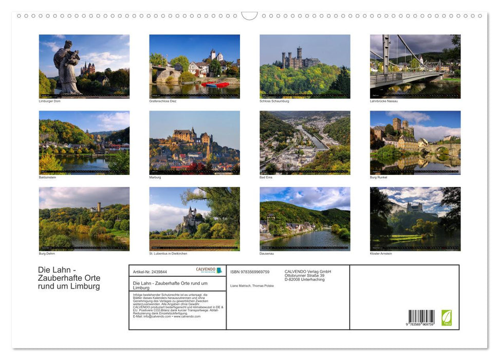 Die Lahn - Zauberhafte Orte rund um Limburg (CALVENDO Wandkalender 2027)