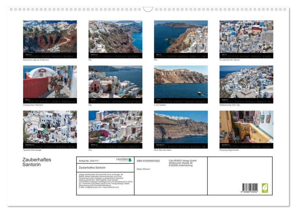 Zauberhaftes Santorin (CALVENDO Wandkalender 2027)