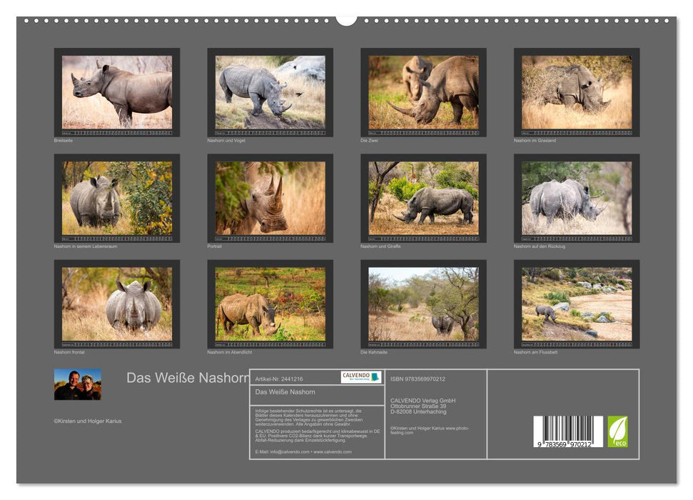 Das Weiße Nashorn (CALVENDO Premium Wandkalender 2027)