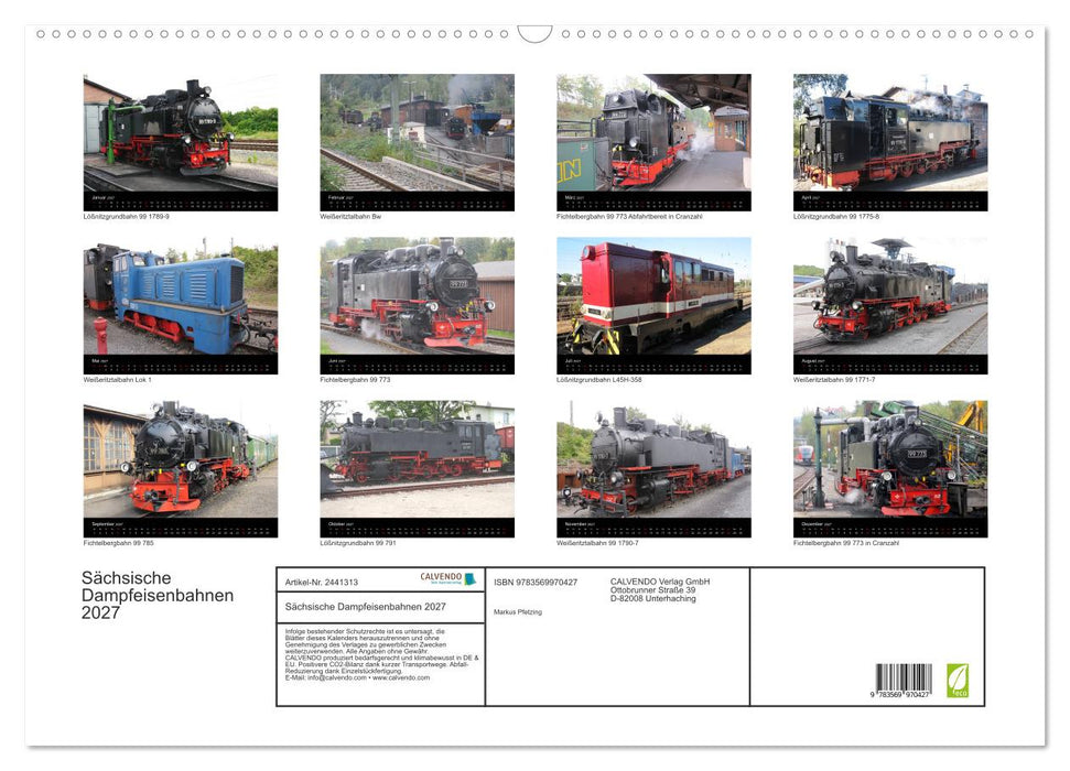 Sächsische Dampfeisenbahnen 2027 (CALVENDO Wandkalender 2027)
