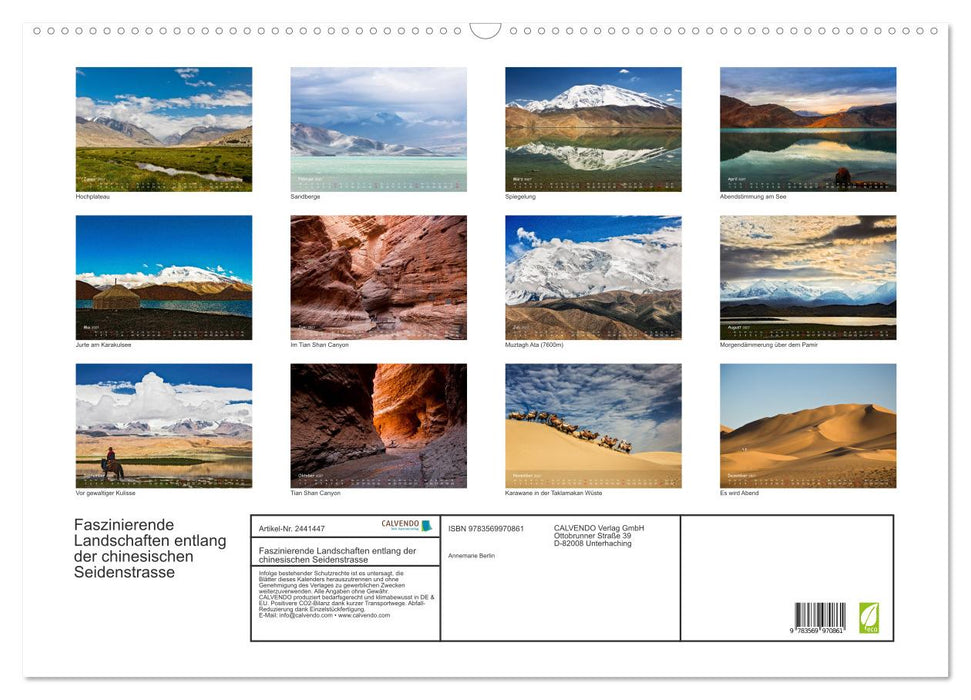 Faszinierende Landschaften entlang der chinesischen Seidenstrasse (CALVENDO Wandkalender 2027)