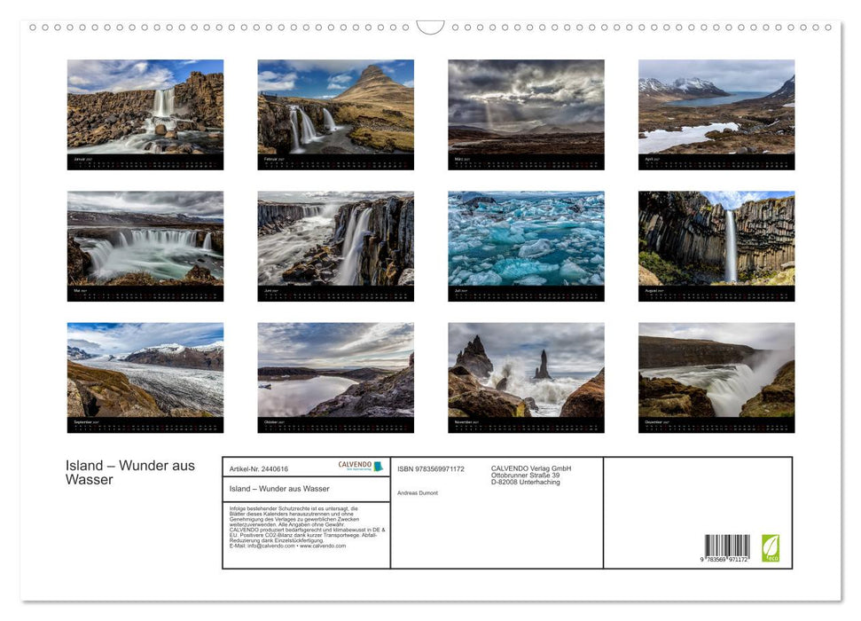Island – Wunder aus Wasser (CALVENDO Wandkalender 2027)