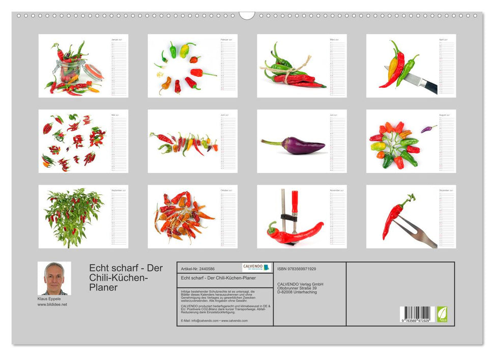 Echt scharf - Der Chili-Küchen-Planer (CALVENDO Wandkalender 2027)