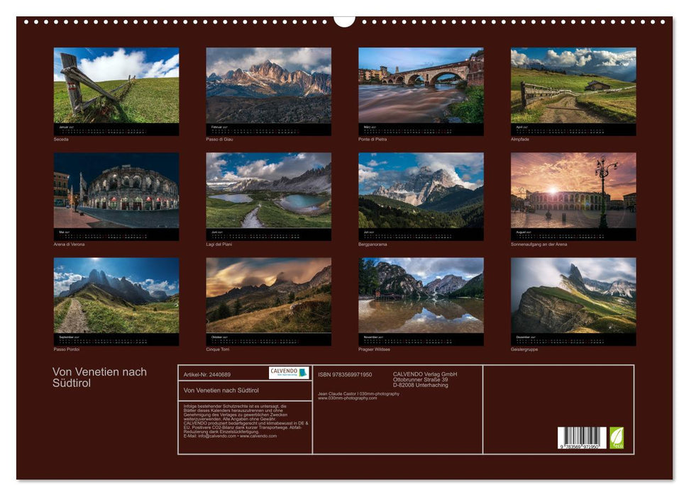 Von Venetien nach Südtirol (CALVENDO Wandkalender 2027)