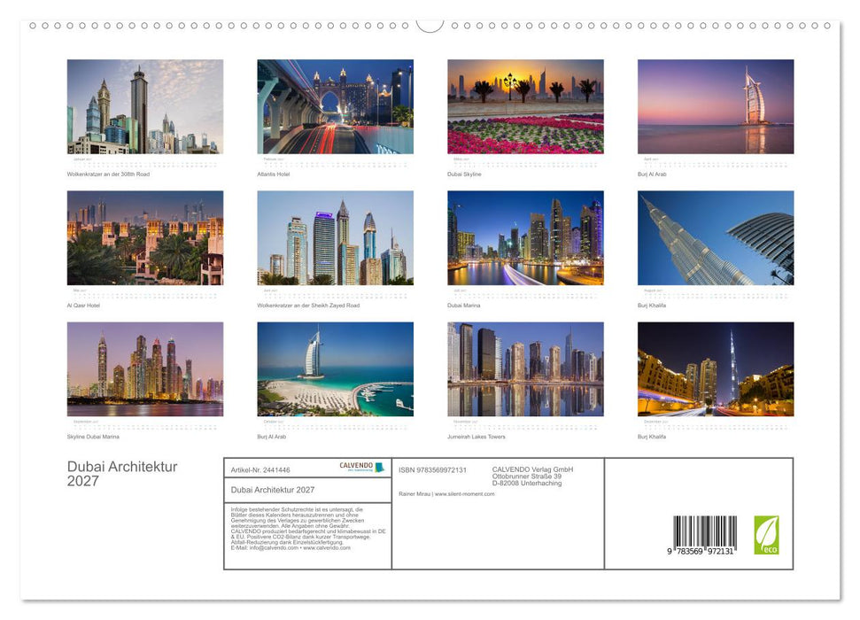 Dubai Architektur 2027 (CALVENDO Premium Wandkalender 2027)