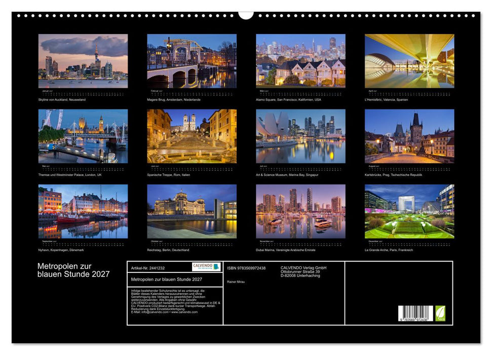 Metropolen zur blauen Stunde 2027 (CALVENDO Wandkalender 2027)