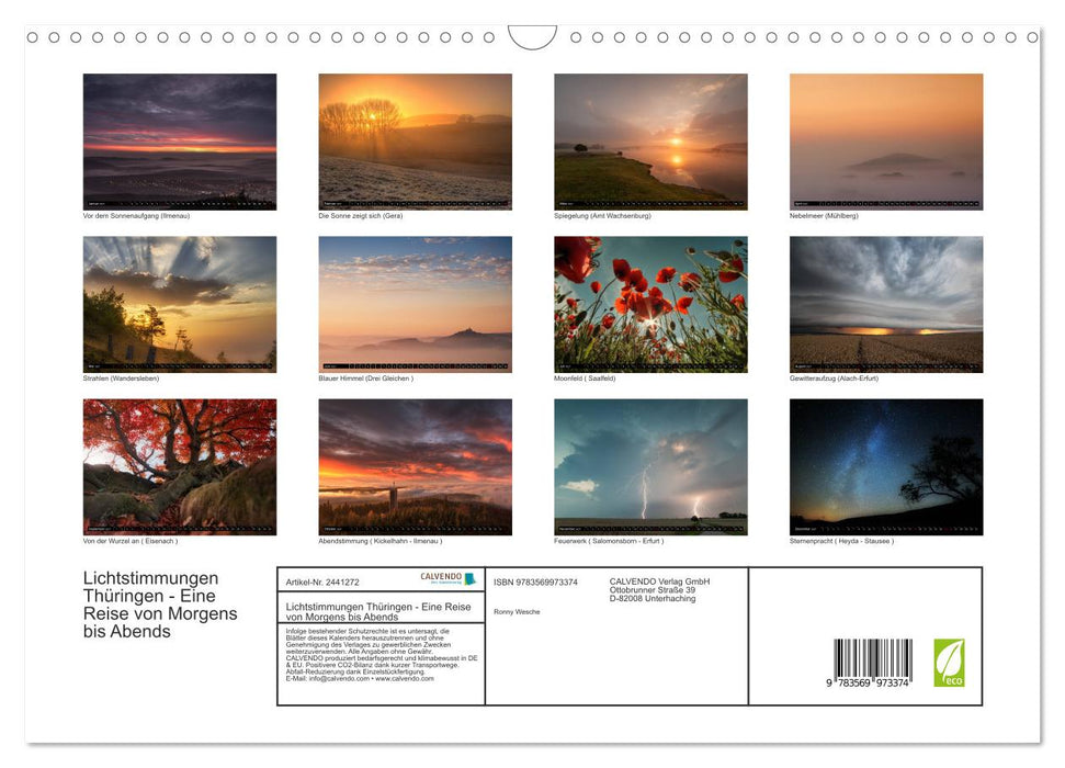 Lichtstimmungen Thüringen - Eine Reise von Morgens bis Abends (CALVENDO Wandkalender 2027)