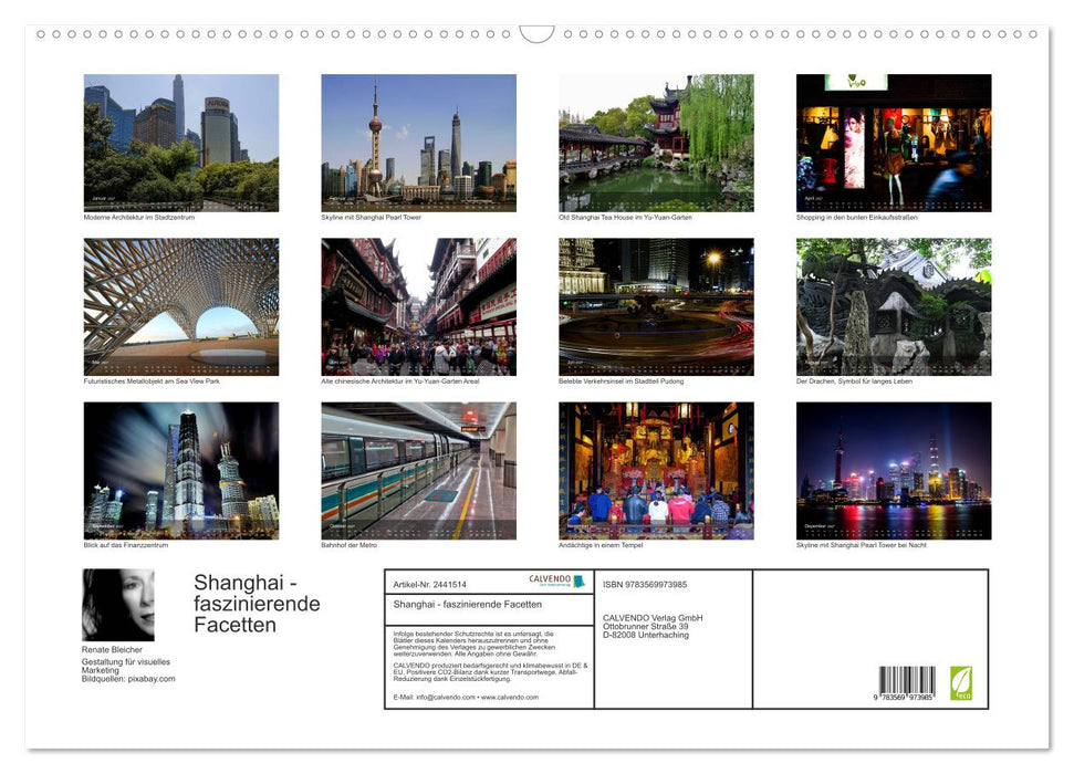 Shanghai - faszinierende Facetten (CALVENDO Wandkalender 2027)