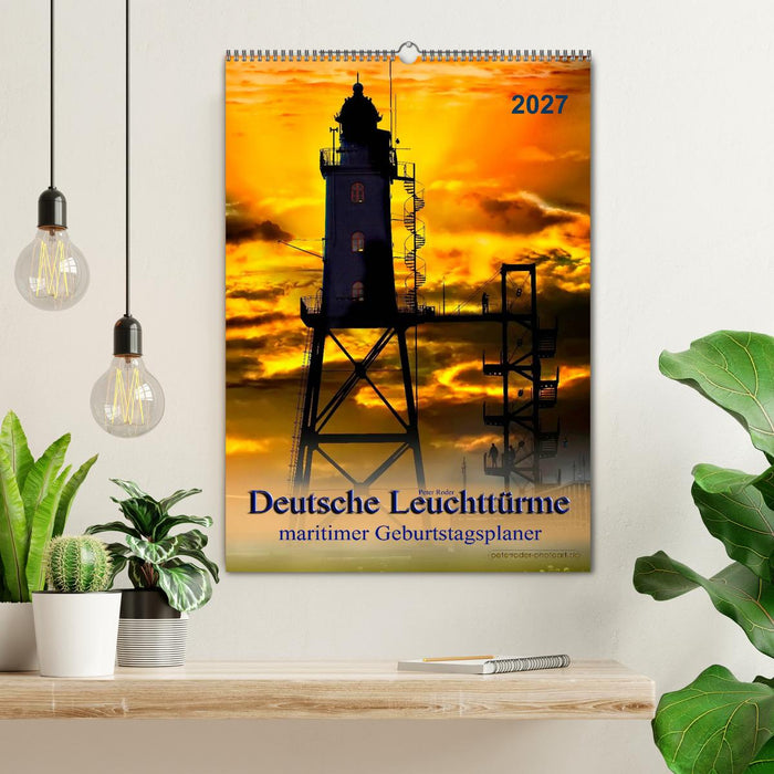 Deutsche Leuchttürme - maritimer Geburtstagsplaner (CALVENDO Wandkalender 2027)