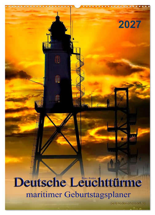 Deutsche Leuchttürme - maritimer Geburtstagsplaner (CALVENDO Wandkalender 2027)