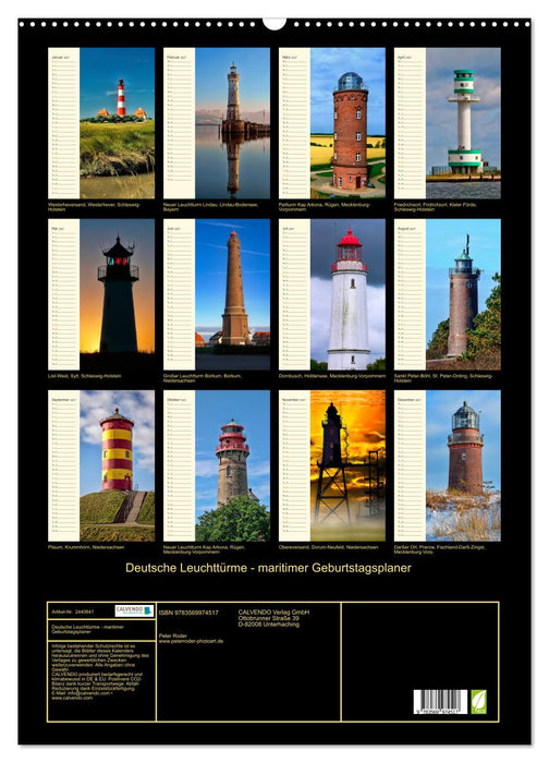 Deutsche Leuchttürme - maritimer Geburtstagsplaner (CALVENDO Wandkalender 2027)