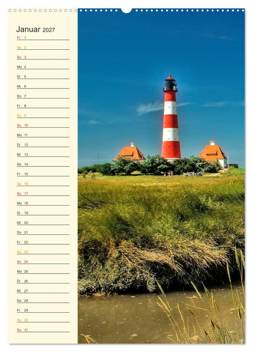 Deutsche Leuchttürme - maritimer Geburtstagsplaner (CALVENDO Wandkalender 2027)