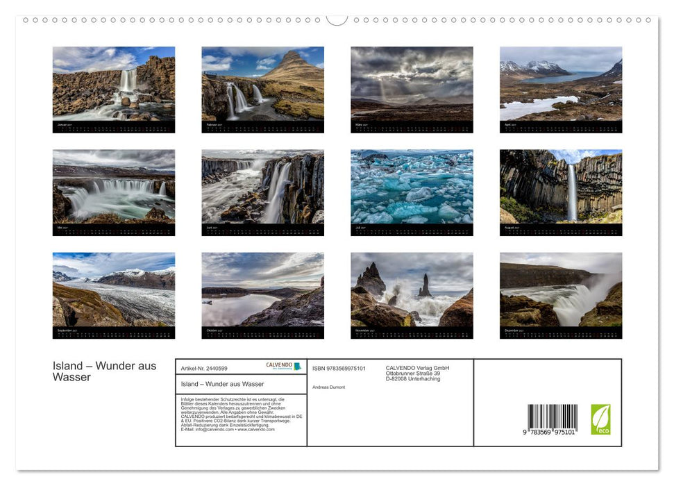 Island – Wunder aus Wasser (CALVENDO Premium Wandkalender 2027)