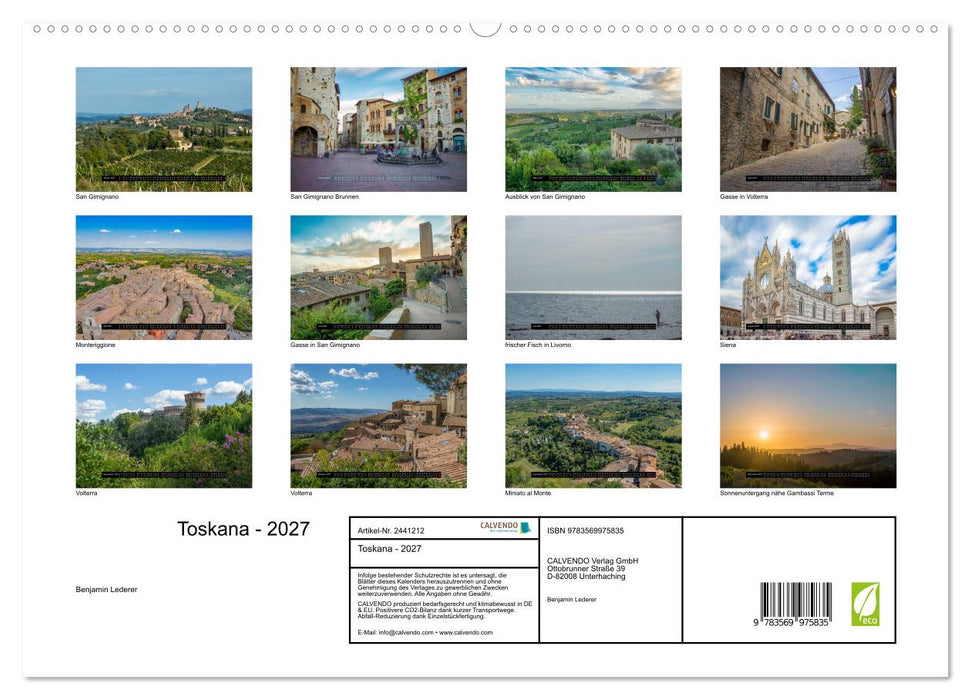 Toskana - 2027 (CALVENDO Premium Wandkalender 2027)