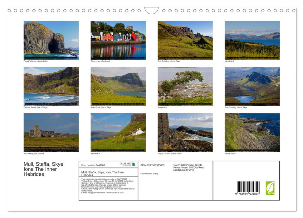 Mull, Staffa, Skye, Iona The Inner Hebrides (CALVENDO Monthly Calendar 2027)