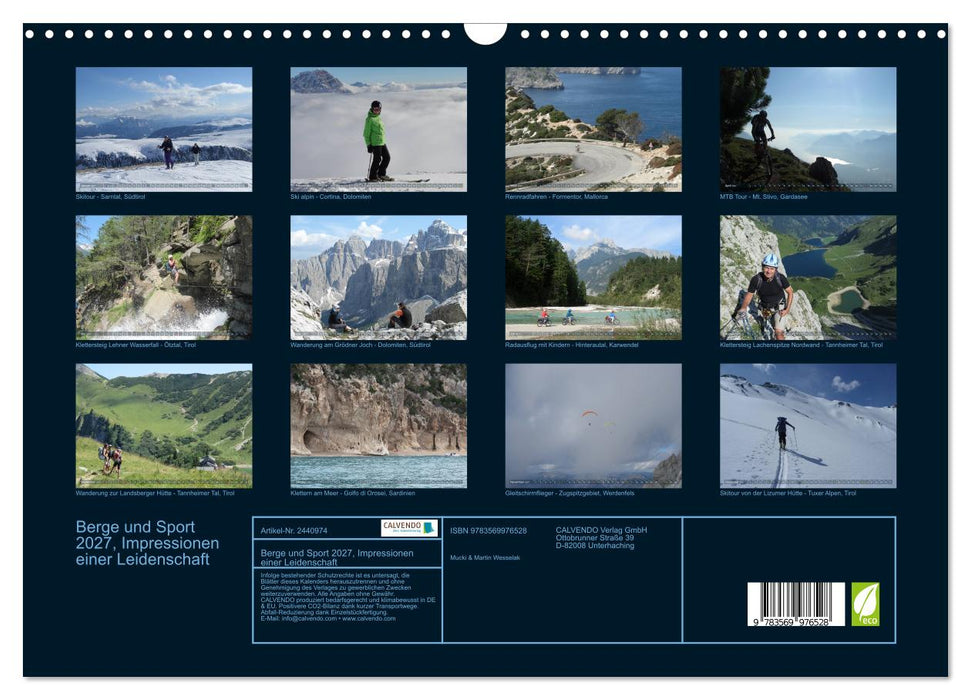 Berge und Sport 2027, Impressionen einer Leidenschaft (CALVENDO Wandkalender 2027)