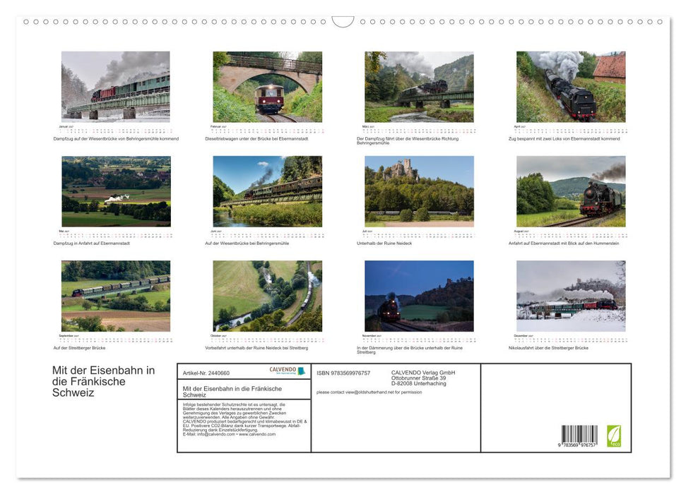 Mit der Eisenbahn in die Fränkische Schweiz (CALVENDO Wandkalender 2027)