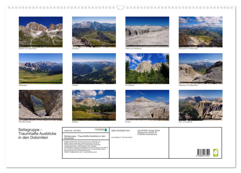 Sellagruppe - Traumhafte Ausblicke in den Dolomiten (CALVENDO Wandkalender 2027)