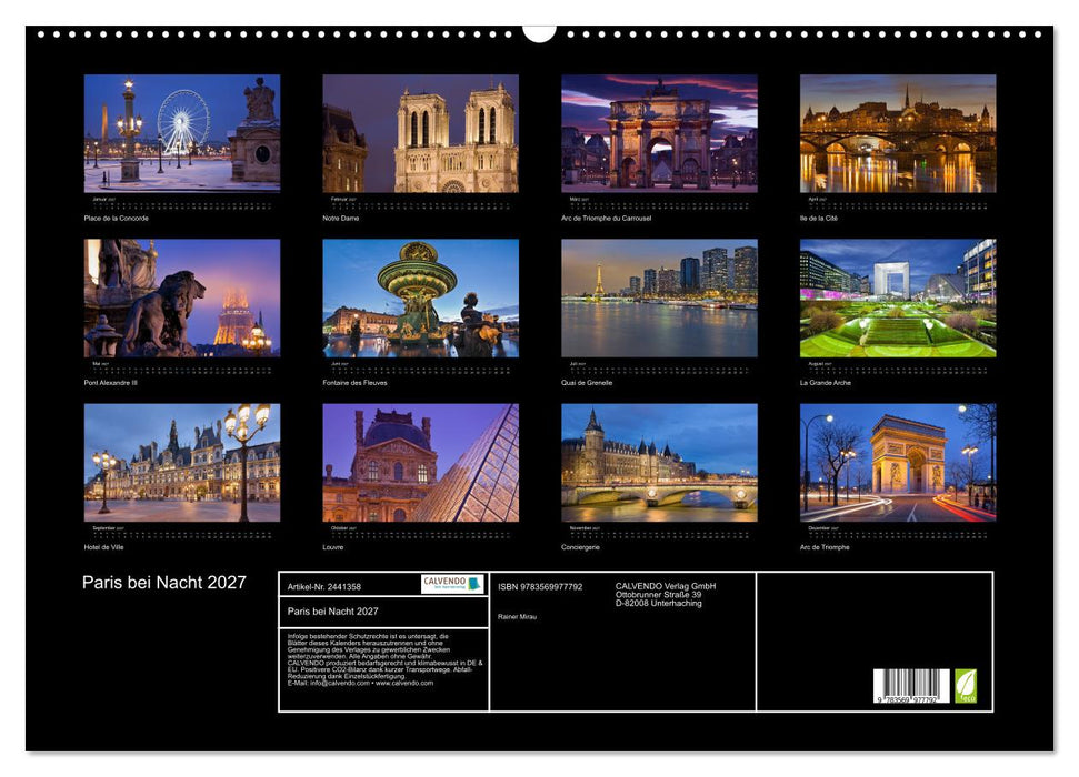Paris bei Nacht 2027 (CALVENDO Wandkalender 2027)